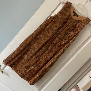 Cynthia Steffe Metallic Brown Retro Silk Dress - Size 6